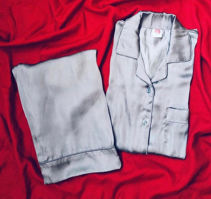 Men Plain Silk Pjs